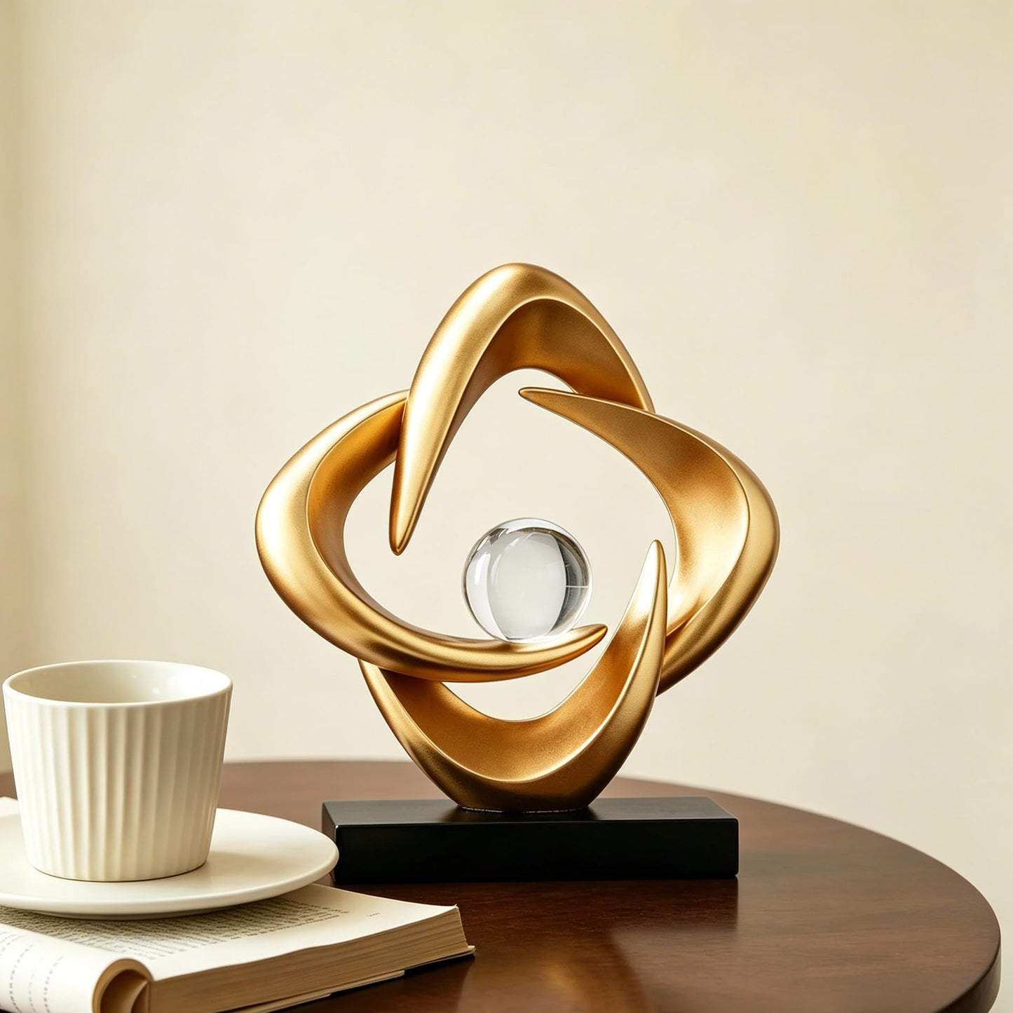AWNR Gold Abstract Sculpture House Decor Aesthetic - Home Décor Accents for Nightstand, Shelves, Dining Room, Entryway Table, Office, Desk Accessories (Gold C)