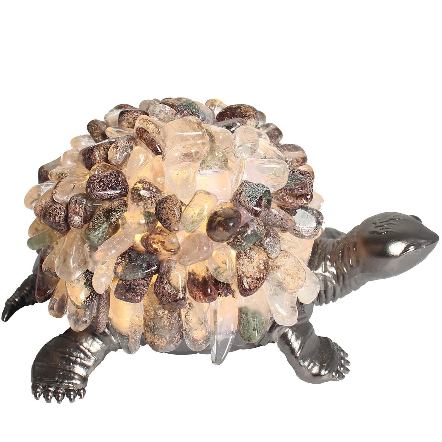 Youhot Handmade Genuine Crystal Fragments Tortoise Table Lamp Night Light for Bedside Living Room (Phantom Crystal)