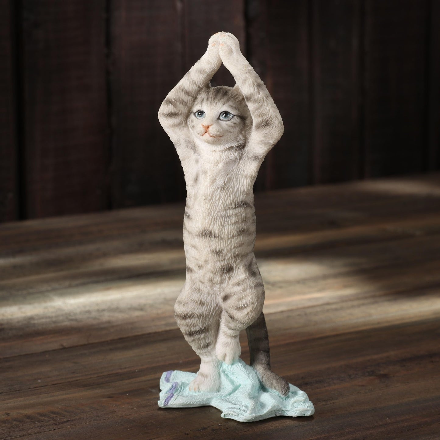 Veronese Design 5 7/8 Inch Stripe Tabby Yoga Cat Tree Pose Resin Animal Figurine