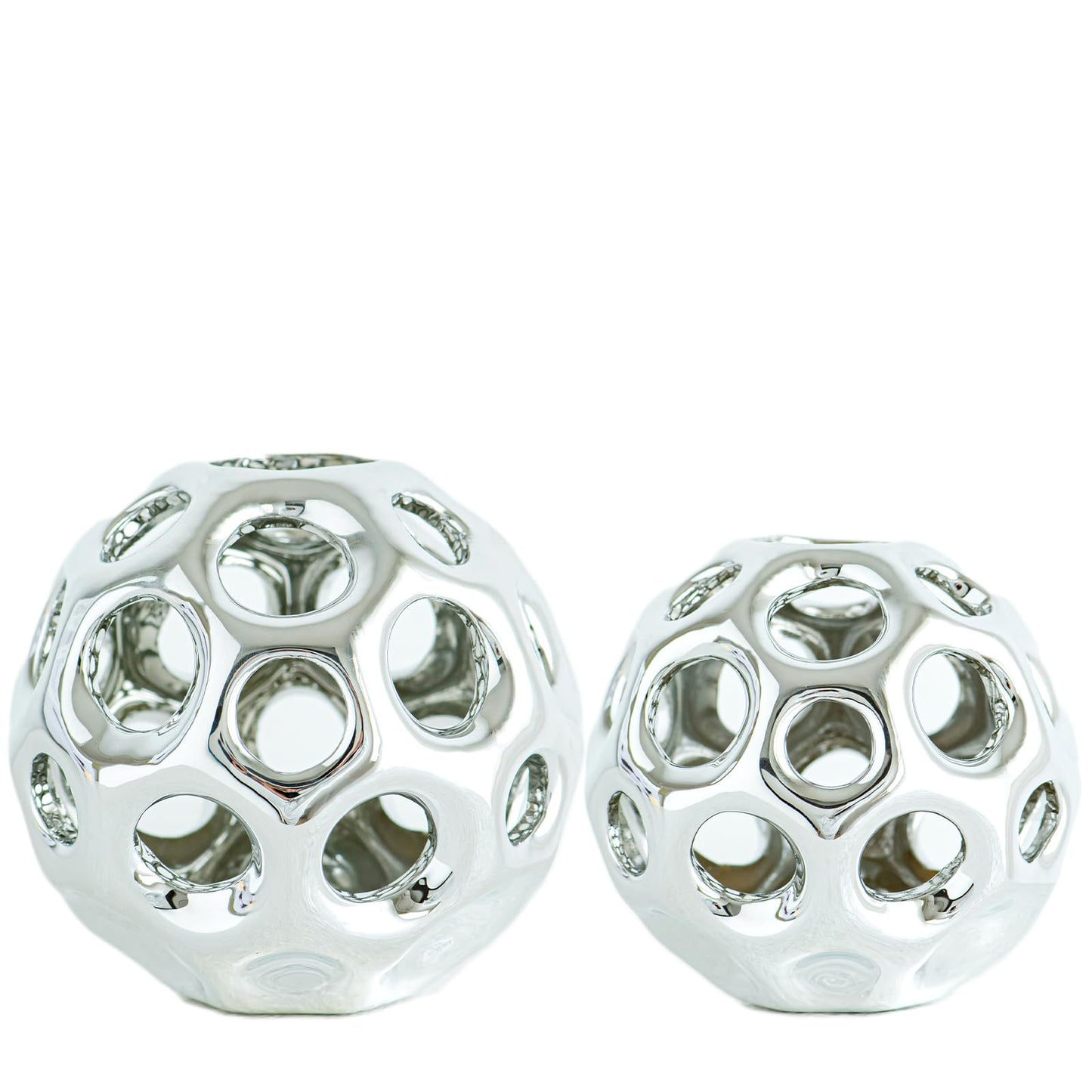 Silver Knot Orbs Decorative Objects, Modern Geometric Balls Centerpieces, Orb Knick Knacks Home Decor, Ceramic Coffee Table Sculptures for Living Room, Bedroom, Office Desktop, Bookshelf (Silver)