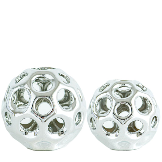 Silver Knot Orbs Decorative Objects, Modern Geometric Balls Centerpieces, Orb Knick Knacks Home Decor, Ceramic Coffee Table Sculptures for Living Room, Bedroom, Office Desktop, Bookshelf (Silver)