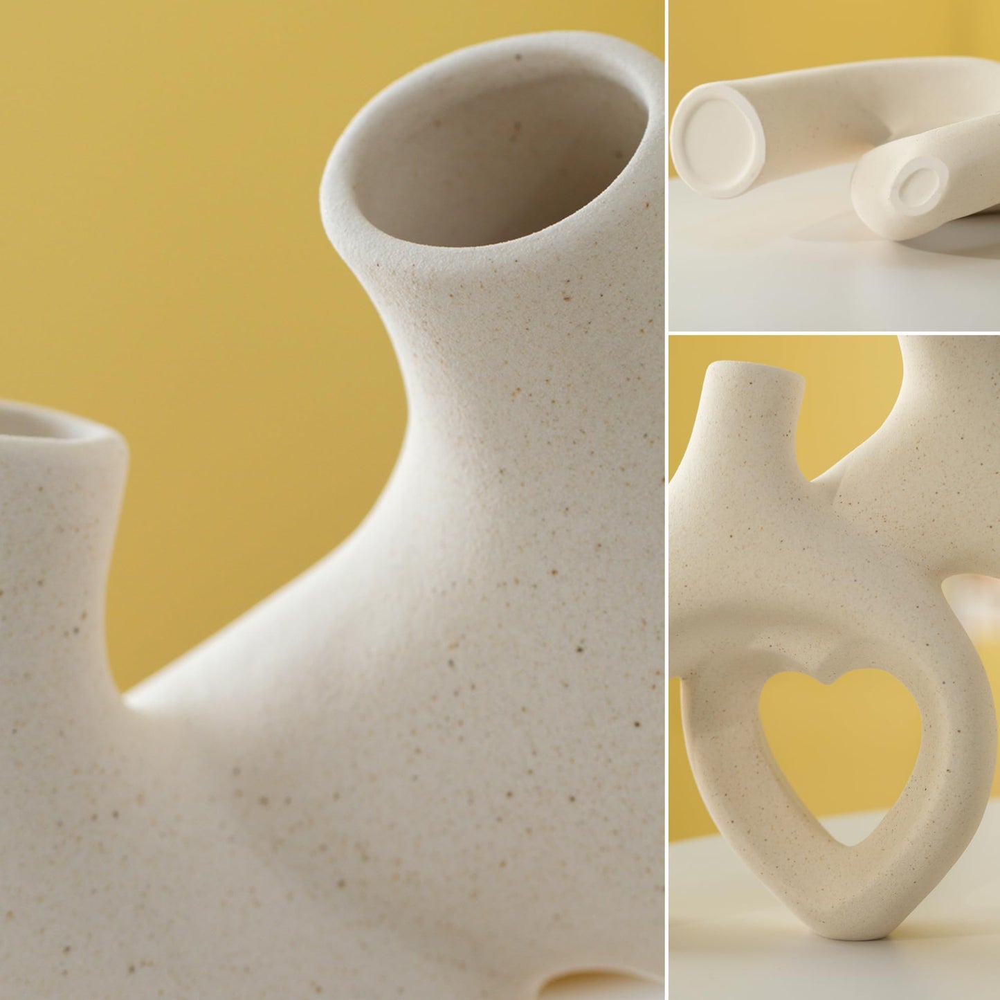 Lvases Matte Off White Abstract Heart Minimalist Modern Ceramic Decor Vase