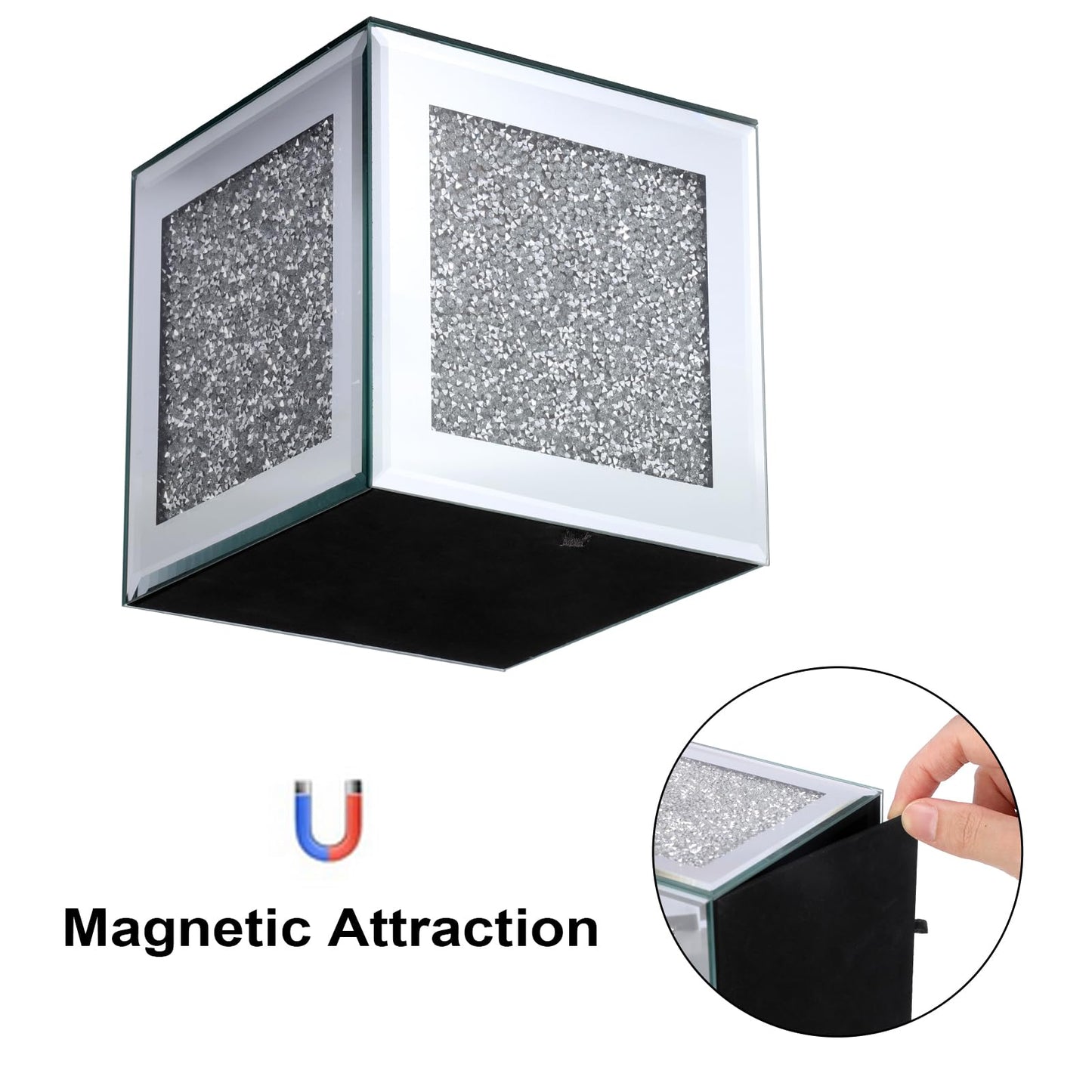 Sumnacon Crystal Square Tissue Box Cover, Silver Glass Cube Tissue Box Holder, Decorative Facial Tissue Holders Dispenser for Bathroom Vanity Dresser Night Stand Table Countertop Office Home Decor
