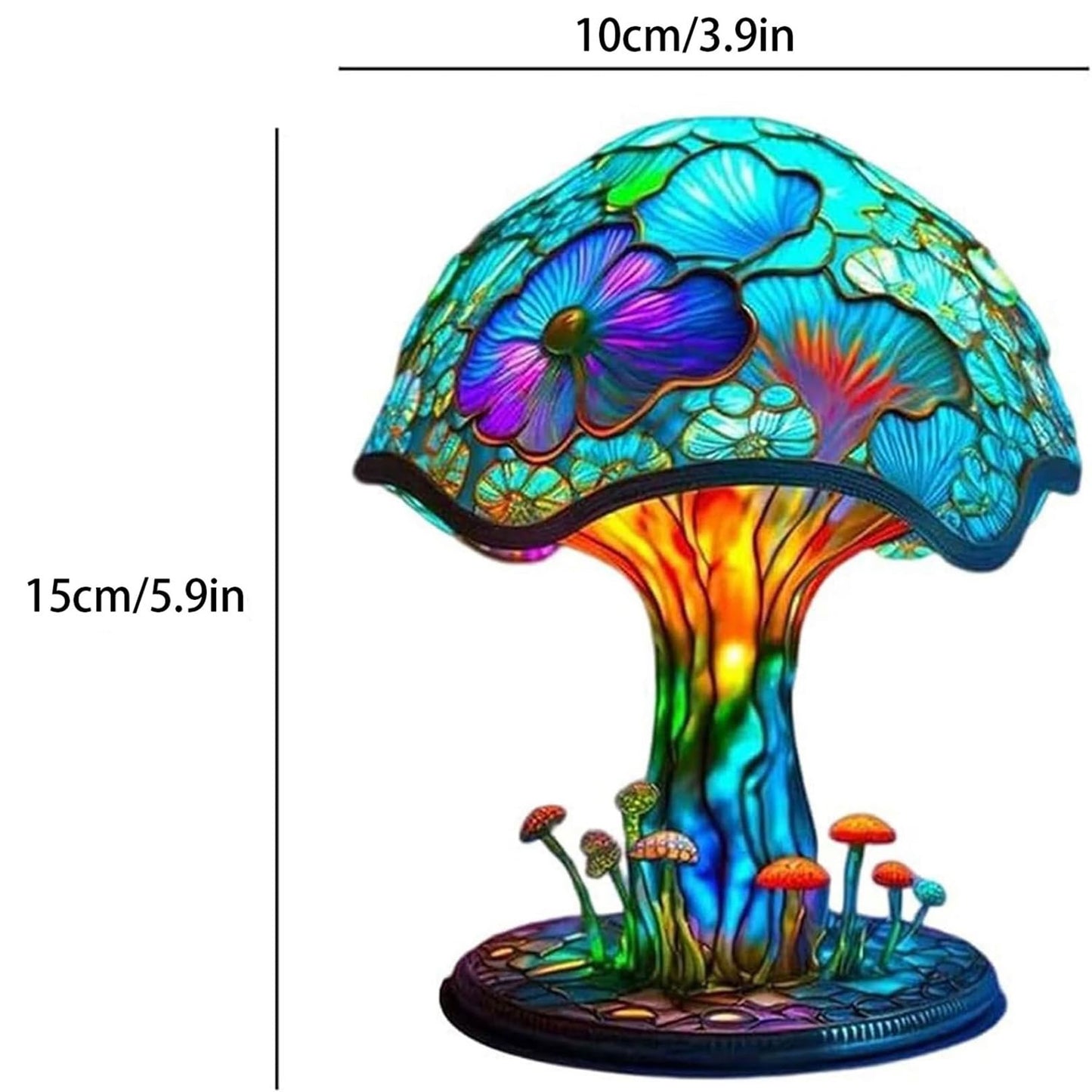 Wioilyoy Creative Glass Resin Mushroom Table Lamp, 5.9 Inch Stained Glass Mini Night Light, Bohemian Decoration for Bedroom, Living Room, Home Office - Gifts