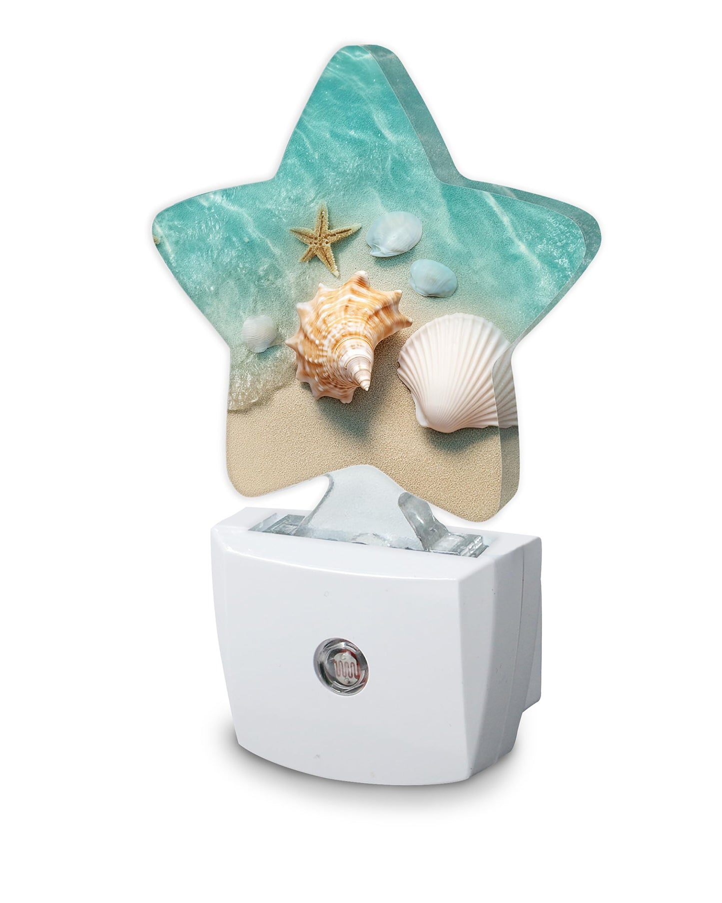 SKYDAWNY Beach Starfish Shells Plug-in Night Light with Dusk-to-Dawn Sensor for Bathroom,Bedroom and Hallway Sleep Friendly Lamp for Women/Girls/Boys Gift,0.5w