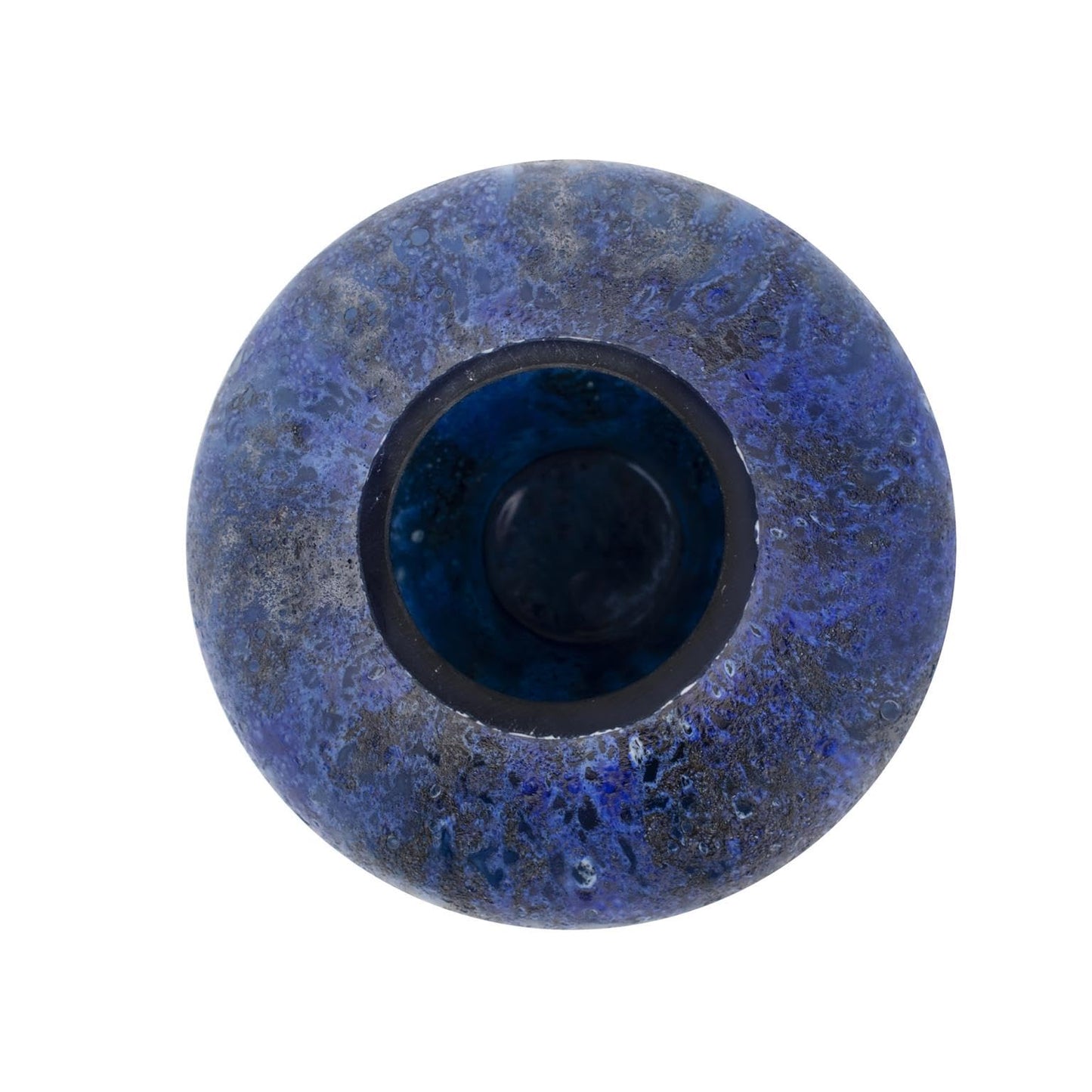 Howard Elliott Collection Zynsky Art Glass Vase, Moon Rock Textured Oval Deep Azure Blue Decorative Flower Vase for Weddings, Floral Arrangements, Living Room & Table Decor, 9.5 x 7.5 Inch