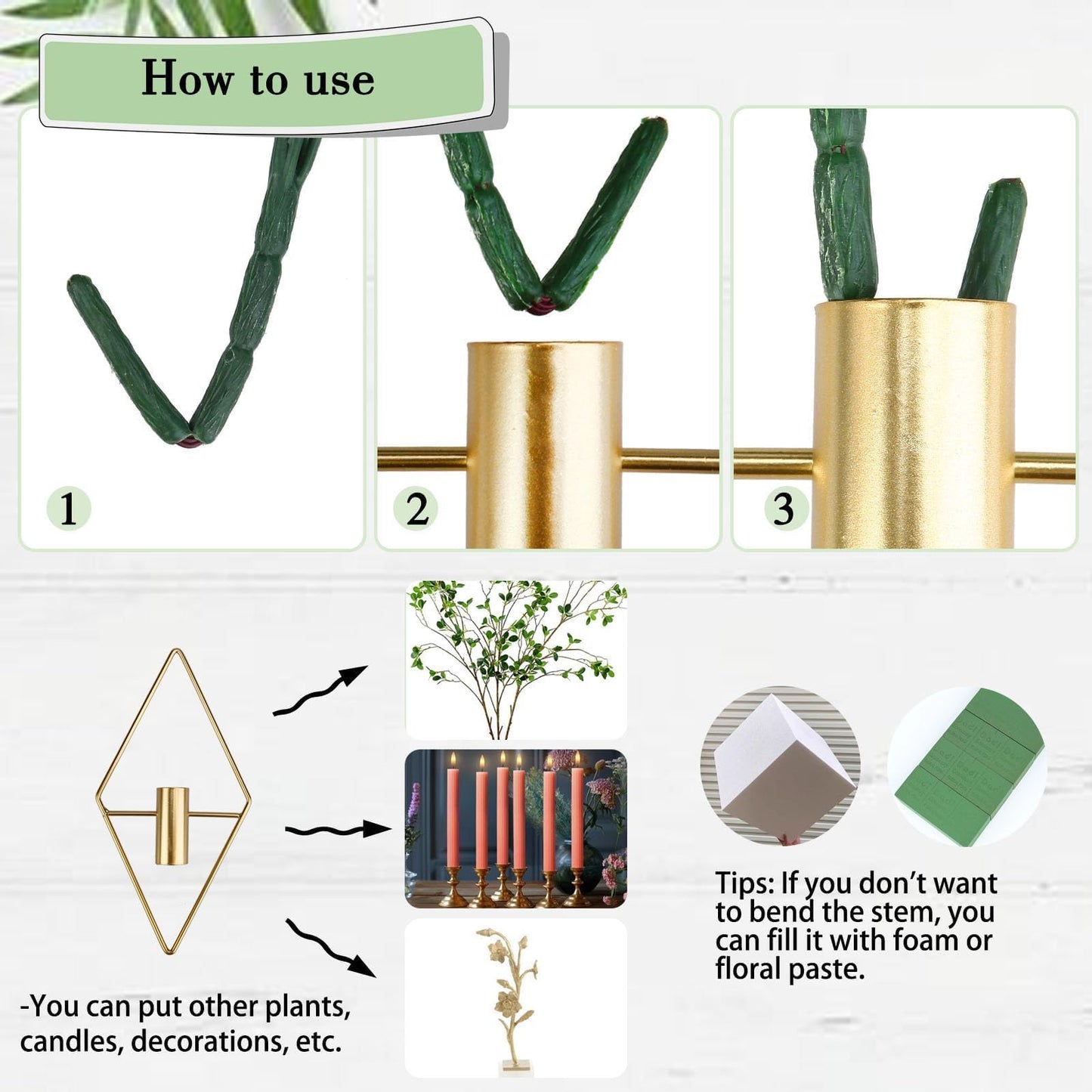 GREENTIME 2 Pack Wall Decor Hanging Planter with Faux Eucalyptus Gold Diamond Metal Hanging Vase Boho Wall Mounted Planter for Teacher Appreciation Living Room Bathroom Kitchen Outdoor Shelf