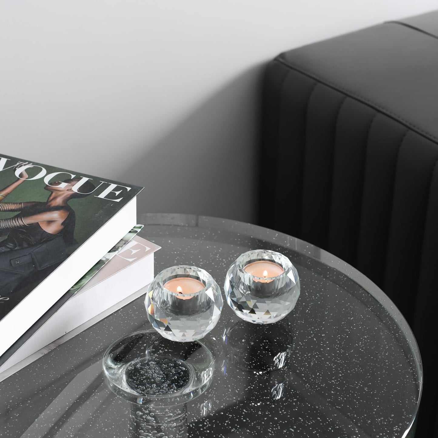 Crystal Candle Holders Set of 2, Tea Wax Ultra Elegant & Modern Centerpiece Home Décor,Wedding,Scented Candle Holder