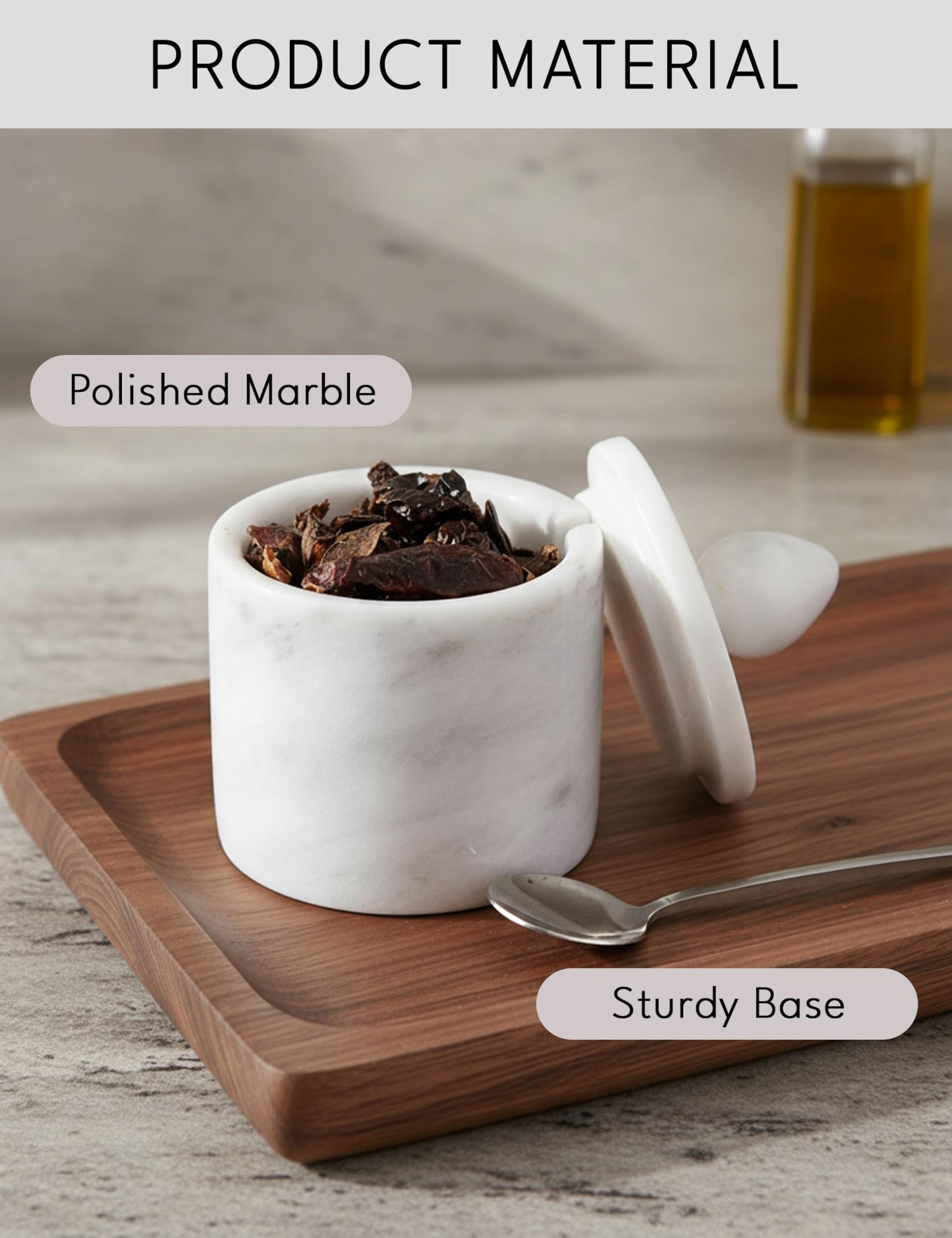 Marble Salt Cellar with Lid – White 4 Inch Table Salt Container, Salt Jar, Salt Dish, Salt Holder, Spice Jar, Sugar Bowl, Seasoning Container, Salt Dispenser for Kitchen Countertop