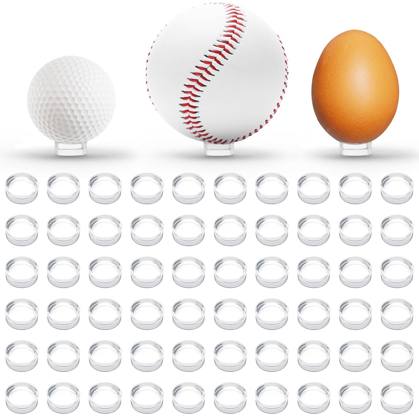 100 Pcs Ring Golf Ball Display Case 0.6 Inches Clear Baseball Holder Golf Ball Holder Small Baseball Acrylic Stands Round Ring Stand Acrylic Display Stands for Small Balls, Egg, Spheres, Marble