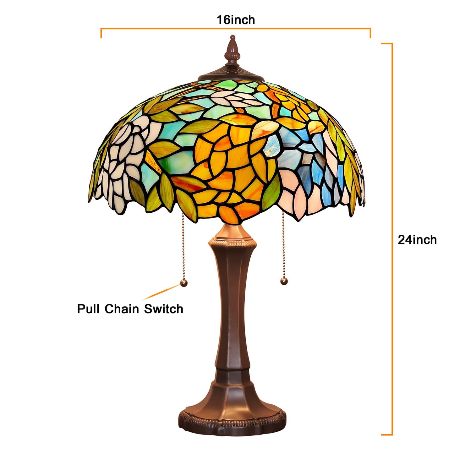 Capulina Tiffany Lamp Wisteria Stained Glass Table Lamp 2-Light