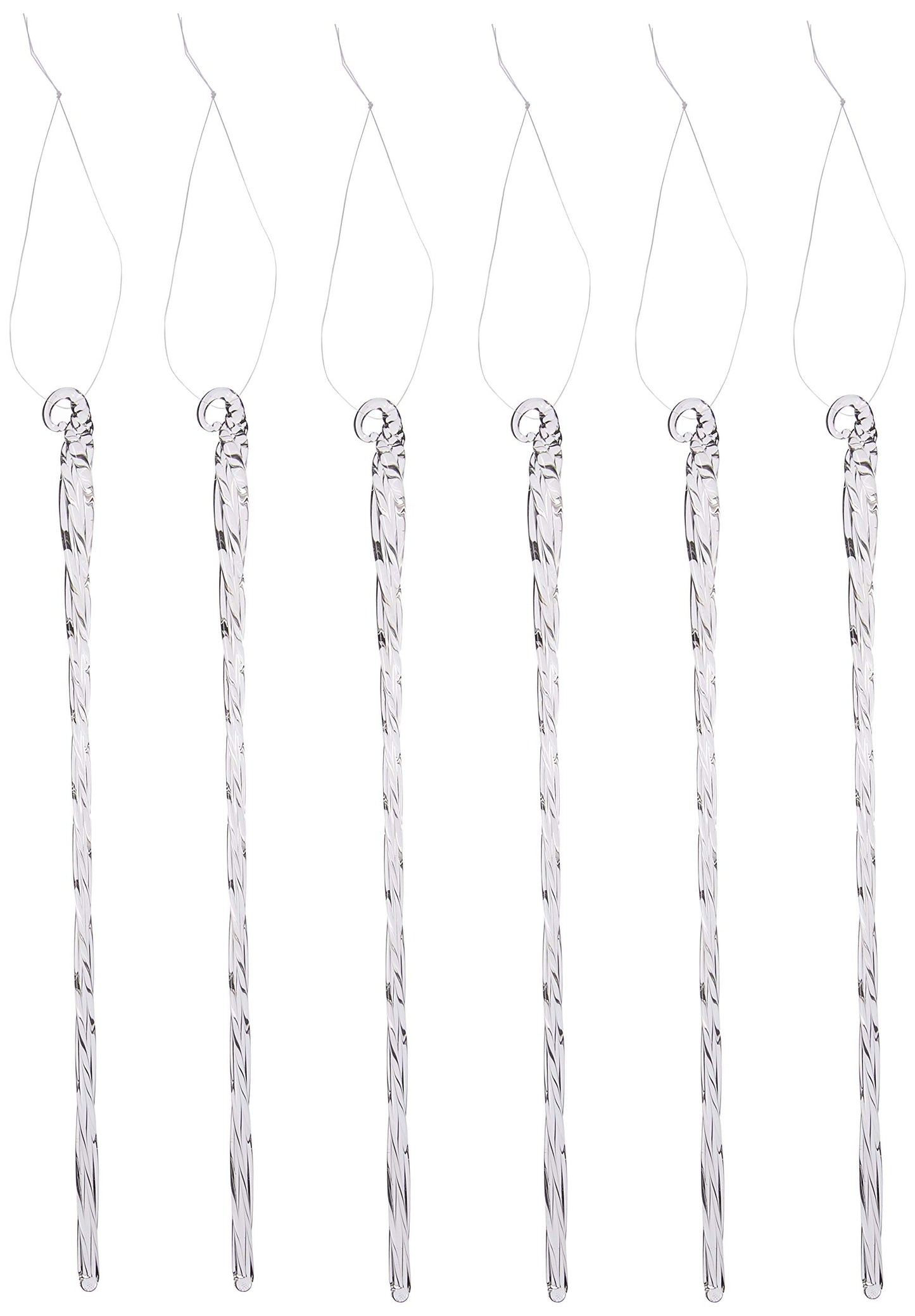 Kurt Adler 7.5-Inch Glass Twist Icicle Ornaments - 6-Piece Set
