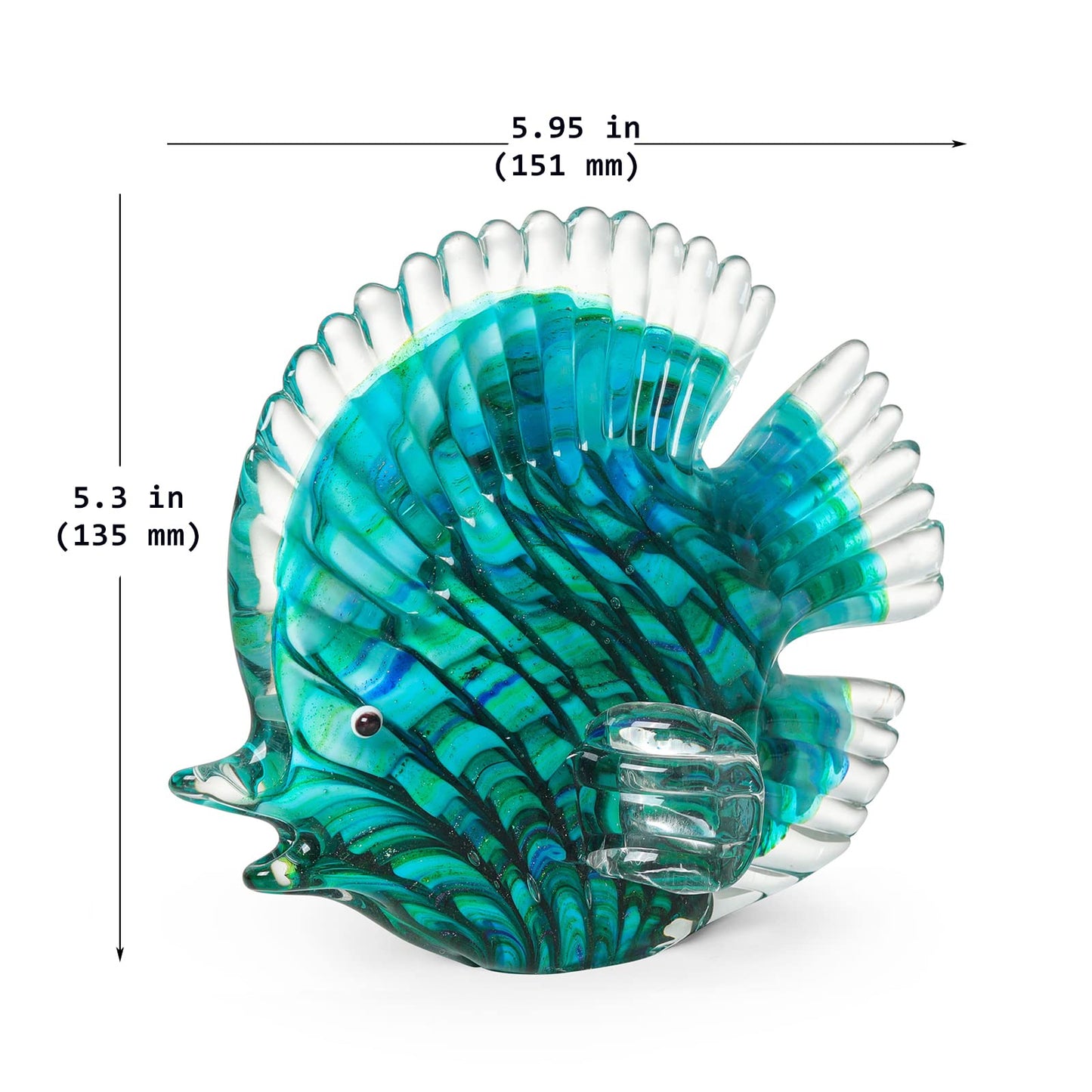 LONGWIN Handmade Glass Stripe Tropical Fish Sculpture Glass Hand Blown Sea Animal Figurine Home Tabletop Decoration Ornaments