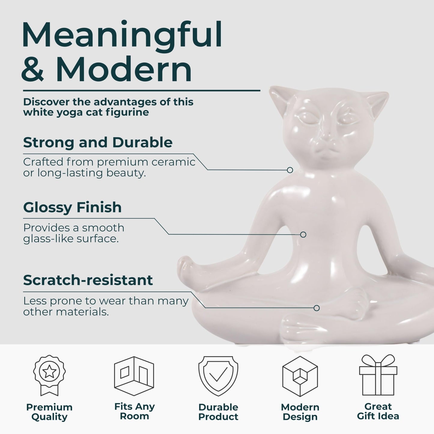 Sagebrook Home Ceramic 7" Yoga Cat, White