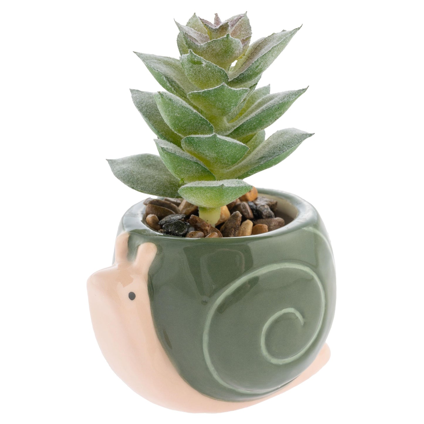 Karma, Shaped Succulent Pot, Artificial Faux Mini Succulents in Ceramic Pot, Desk Decor, Office Plants, Snail