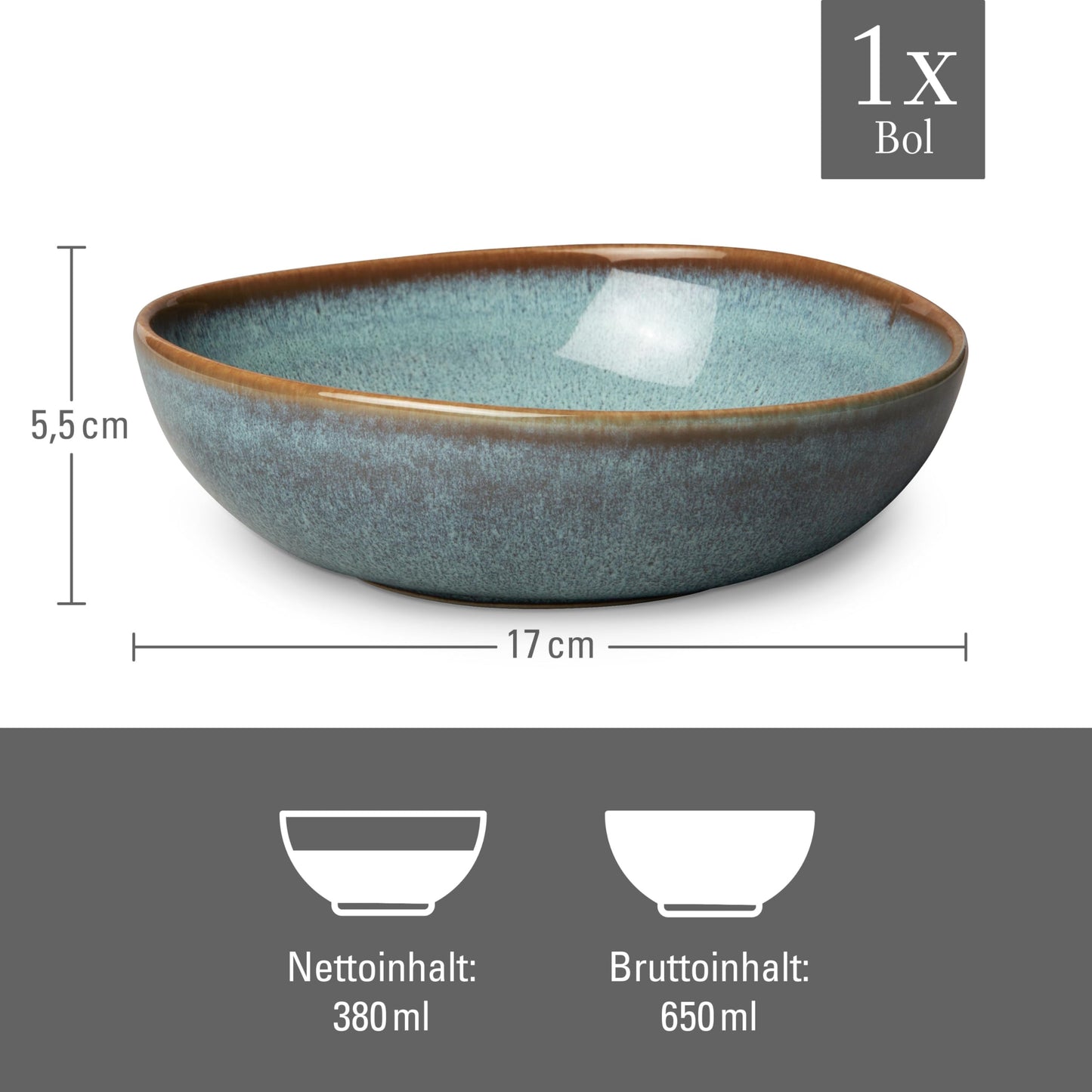 Like. By Villeroy and Boch Lave Glacé Bowl, 20 oz, Charming, Medium Bowl Made From Premium Porcelain For Crunchy Salads, Dishwasher and Microwave-Safe