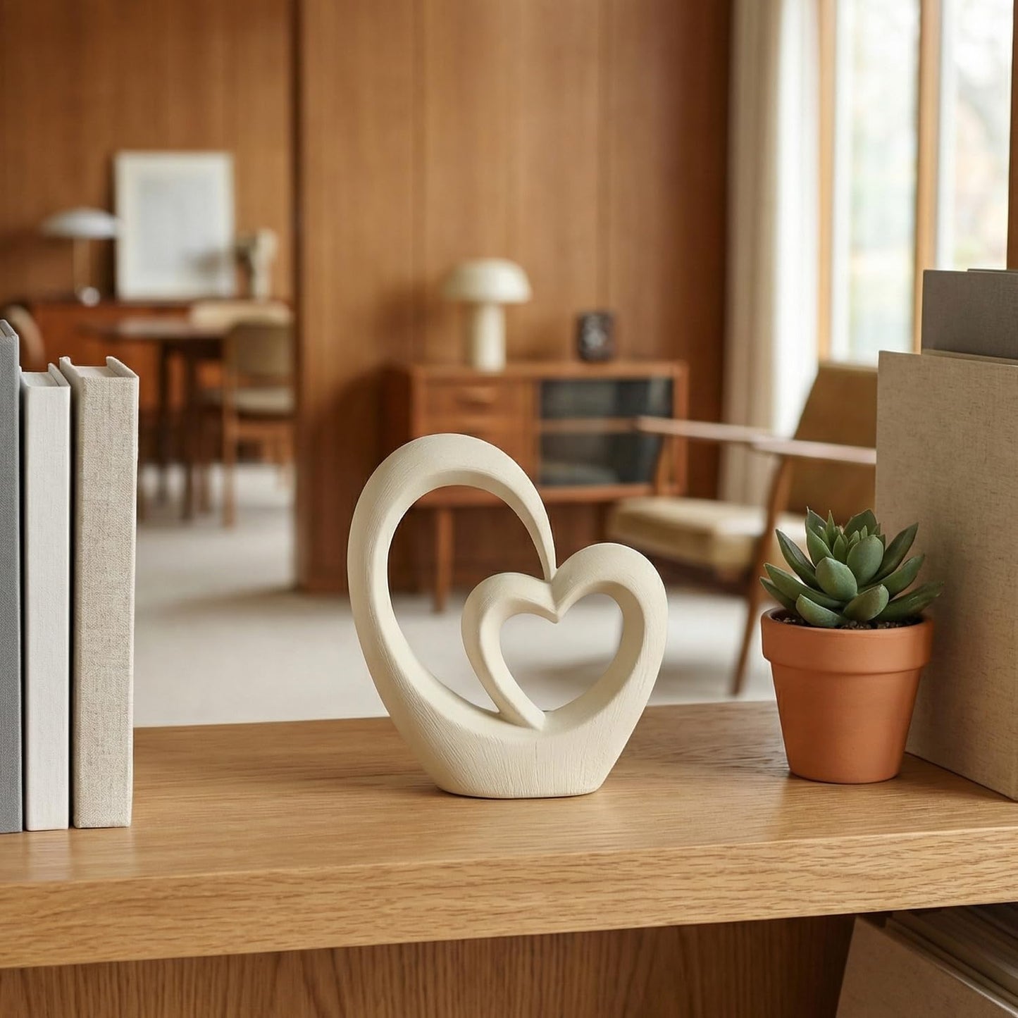 Dneuoir Ceramic Statue Home Decor Aesthetic Abstract Brushed Finish Sculpture Modern Decorative Statues for Living Room Bedroom Bookshelf Desktop Table Centerpiece Office