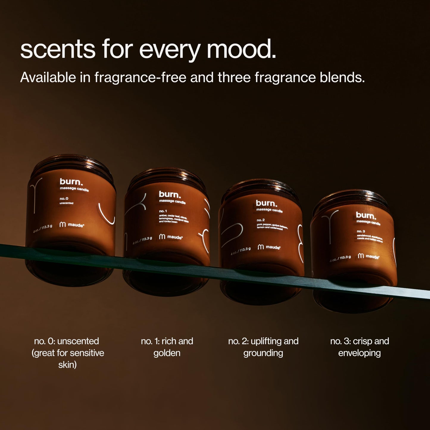 Maude Burn, Corner Office (No. 1) - Hydrating + Skin-Softening Soybean + Jojoba Oil Massage Candle - Soothing Massage Oil, Notes of Amber, Lemongrass + Tonka Bean - Relaxing Self Care Gifts (4 oz)