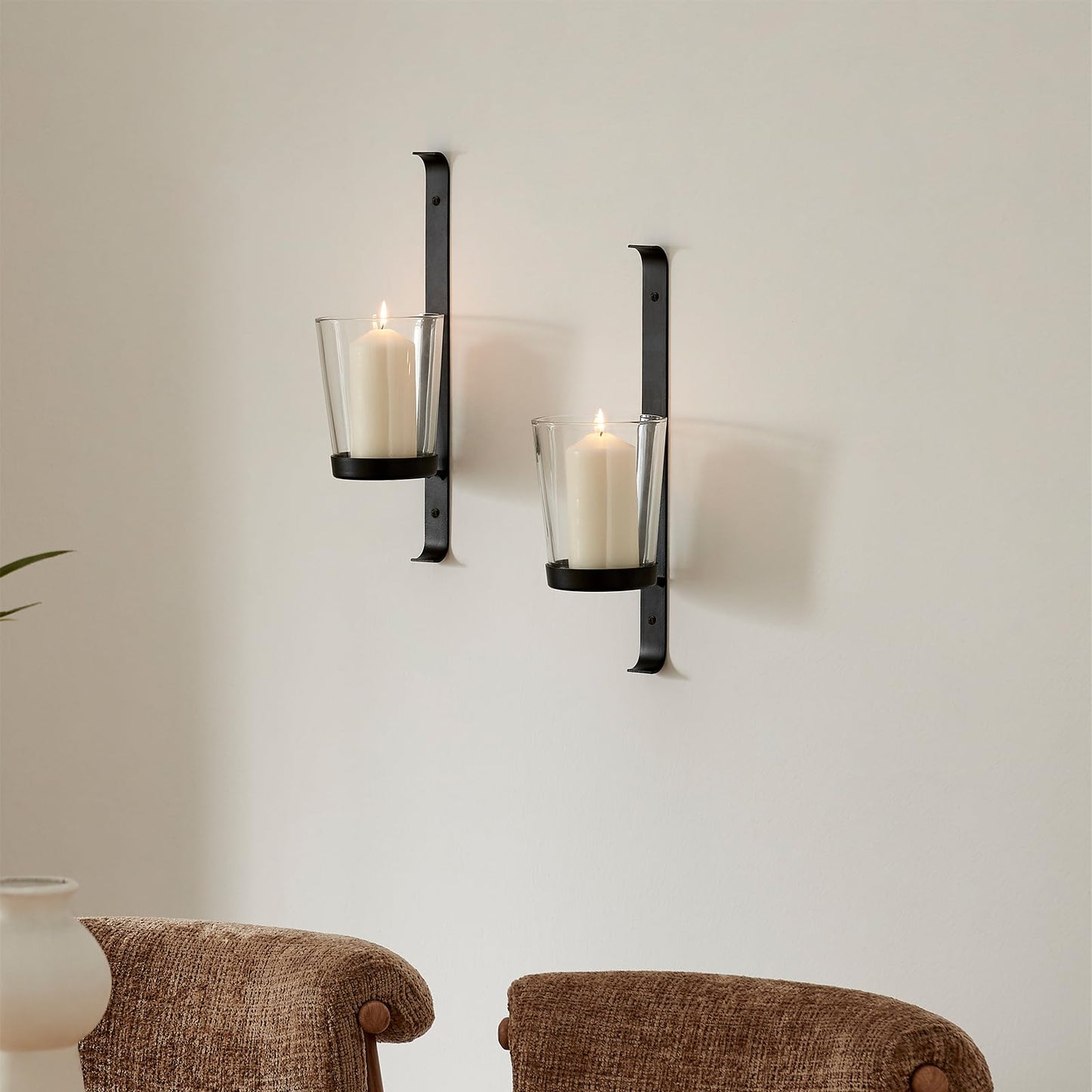 CISEANOL 2-Pack Wall Sconce, Glass Tube Candle Holder & Vase Set, Dual-Purpose Wall Decor for Living Room, Bedroom, Bathroom