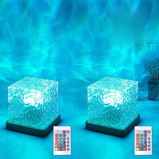 Growalleter Ocean Wave Projector Light, 16 Color RGB Shower Lamp with Remote, 3D Water Ripple Night Light for Kids Room, Meditation, Yoga, Home Decor(2 Pcs)