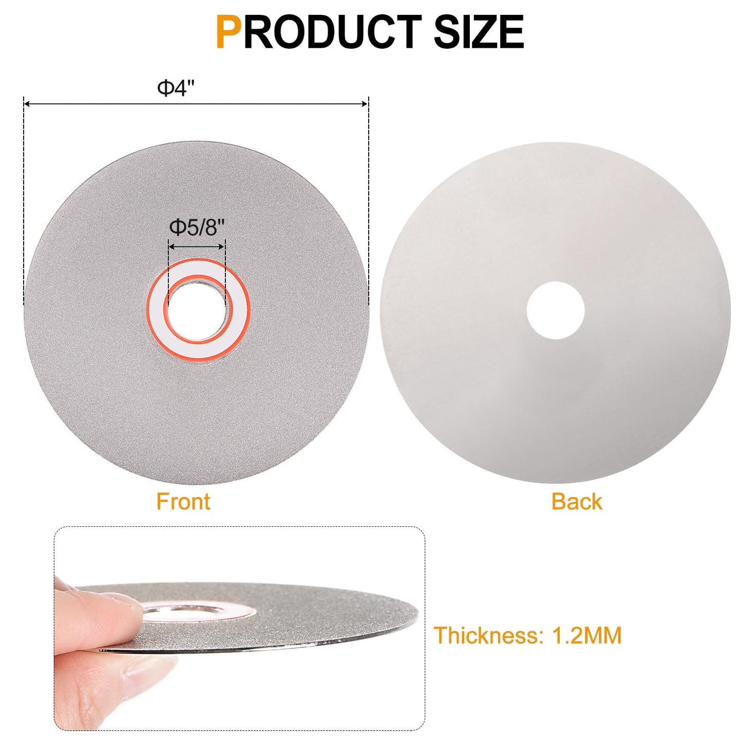HARFINGTON Diamond Flat Lap Disc Set 4" x 5/8" Arbor 80/120/240/320/600 Grit Abrasive Wheel Lapping for Grinding Sanding Ceramics, Glass, Stones