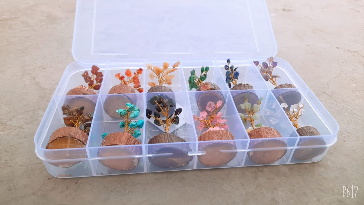 12Pcs Crystal Tree Box, Crystal Mystery Box, Beautiful Small Crystal Tree, Gemstone Tree Box, Money Tree Box, Feng Shui Home Decor Gift