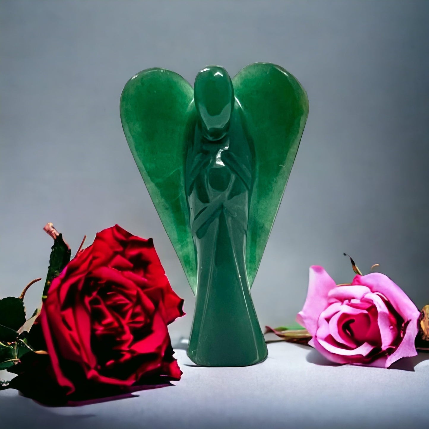 ANAYA AGATE Green Jade Guardian Angel Statue – 2 Inch Natural Hand-Carved Crystal Angel Figurine for Luck, Prosperity & Positive Energy – Healing Stone for Women, Home & Office Decor