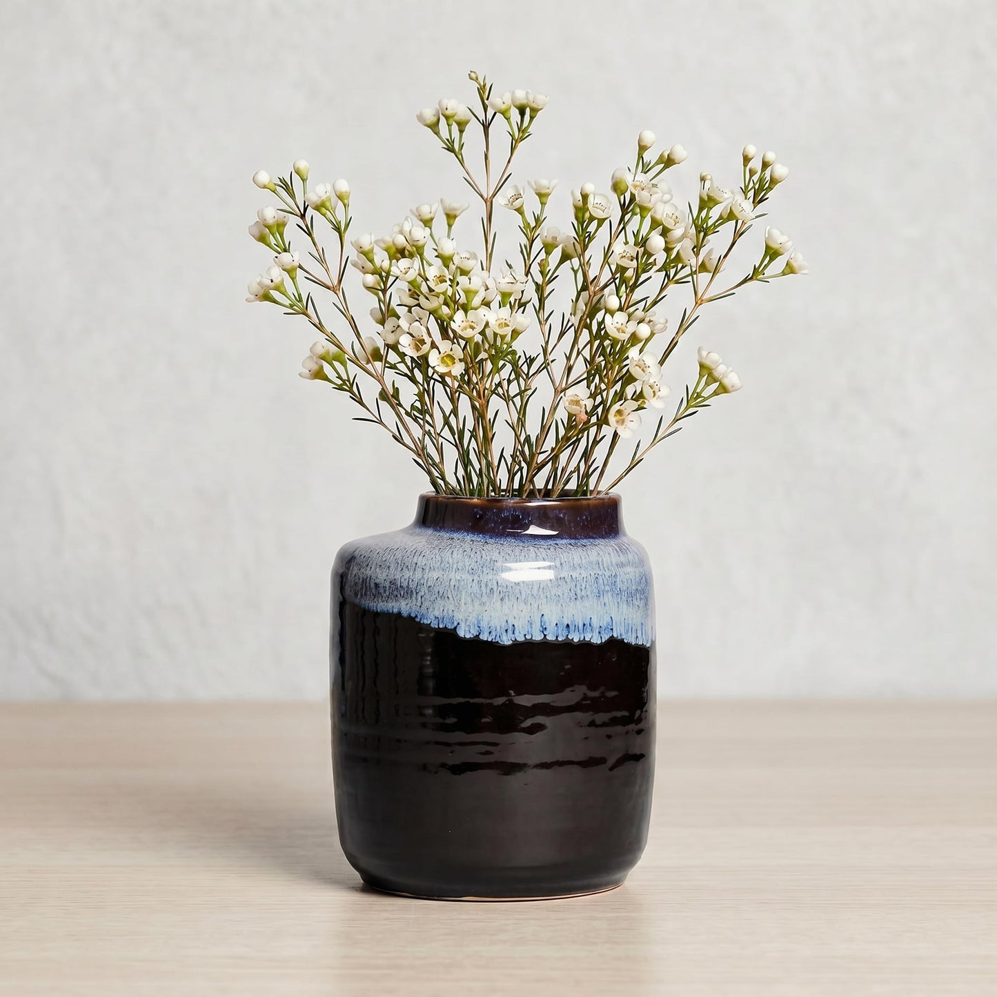 Wancetang Black and Blue Vase - 7 Inch Modern Ceramic Vase for Decor Pottery Decorative Flower Vases for Home Decor Table Living Room Bathroom Shelf Mantel Decoration