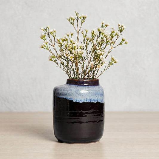 Wancetang Black and Blue Vase - 7 Inch Modern Ceramic Vase for Decor Pottery Decorative Flower Vases for Home Decor Table Living Room Bathroom Shelf Mantel Decoration