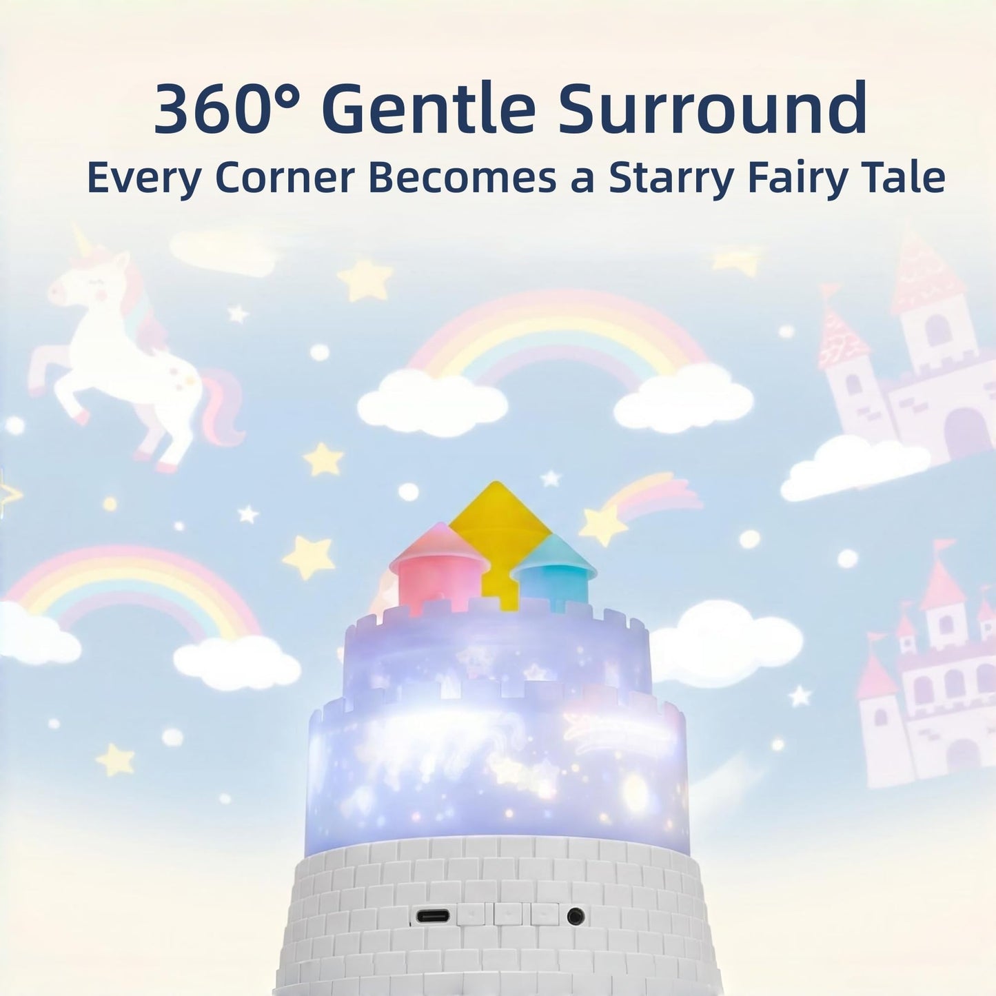 Projection Night Lights for Kids, 3-in-1 Carousel Star Nightlight for Bedroom, 23 Soothing Films with 12 Lullabies, Portable Rechargeable 1800mAh Rotating Night Light with Remote, Auto-Off Timer