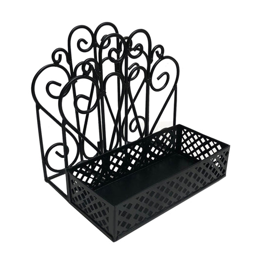 Park Designs Black Napkin Salt and Pepper Holder for Table | Combo Napkin Caddy & Salt and Pepper Caddy | Farmhouse Napkin Holder for Paper Napkins