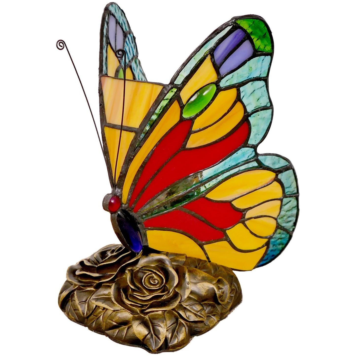 JGWSWQ Butterfly Tiffany Table Lamp, Stained Glass Vintage Night Light