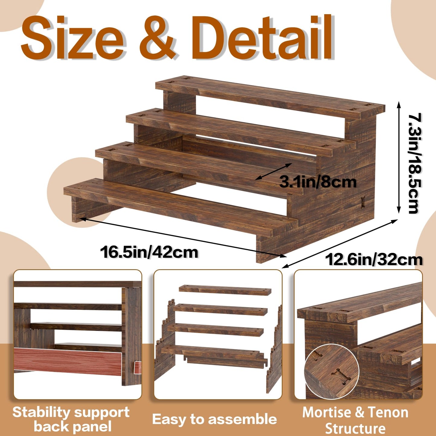 intonly 2 Pack Display Stand Organizer Shelf Rack Wooden Riser for Cupcake Cologne Perfume Fragrance and etc (2, Grilled-Wood)