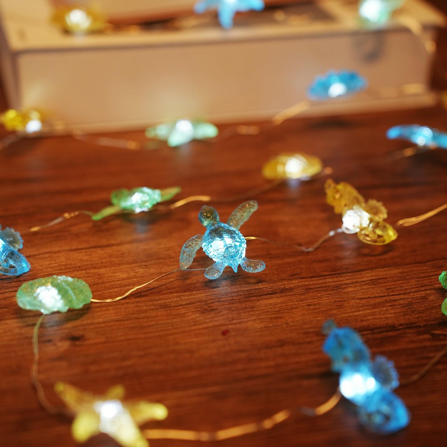 Ocean themed decor String Lights, Nautical Beach Party Decorations,Cute Sea Turtle Starfish Decorative Marine Life Night Lamp,Battery Operated USB Plug In 30LED 10ft For Bedroom Christmas Ornaments