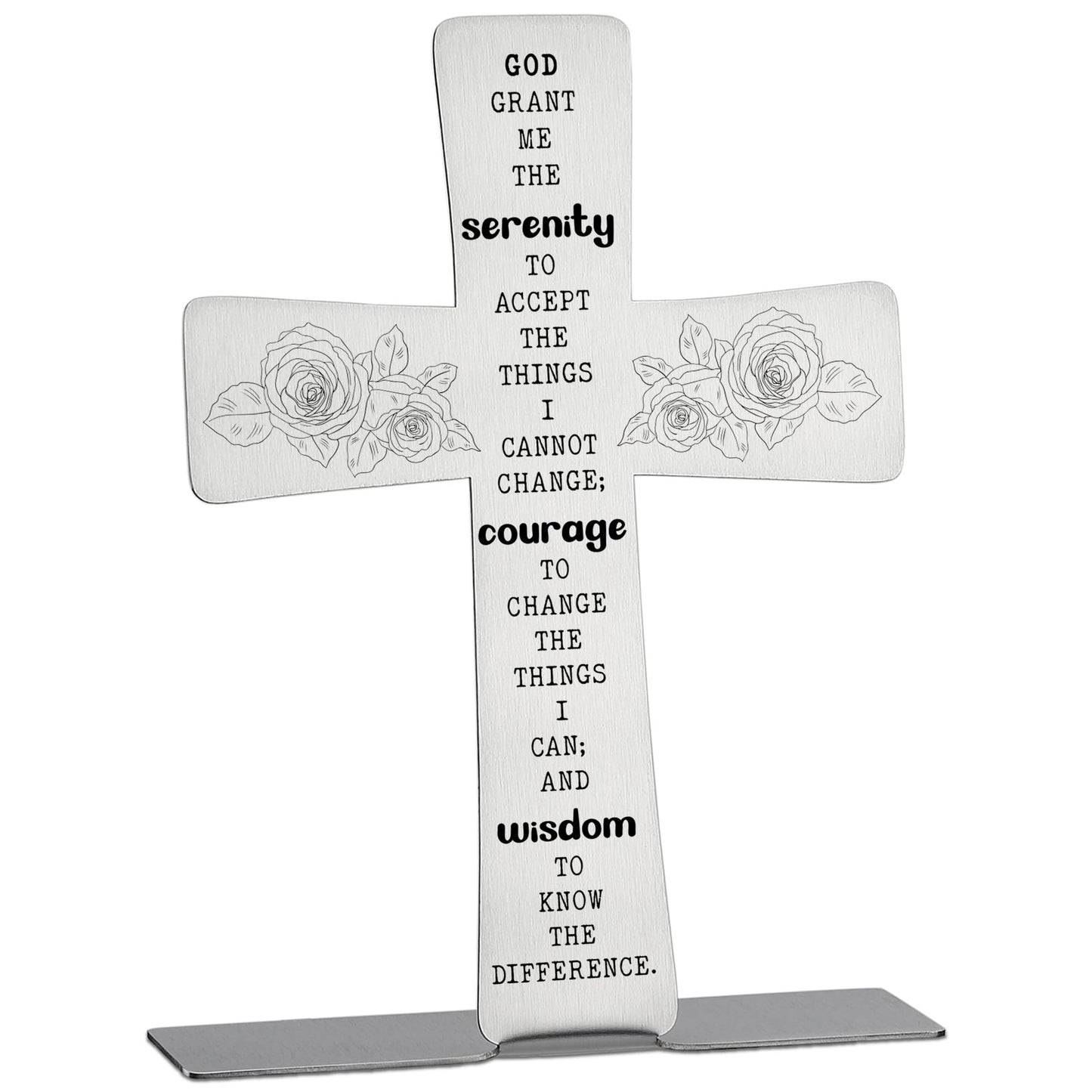 Christian Encouragement Desk Cross Decor Serenity Prayer Scripture Gift for Coworker Teacher Nurse Friend, Appreciation Thank You Graduation Office Desk Plaque, DSH889