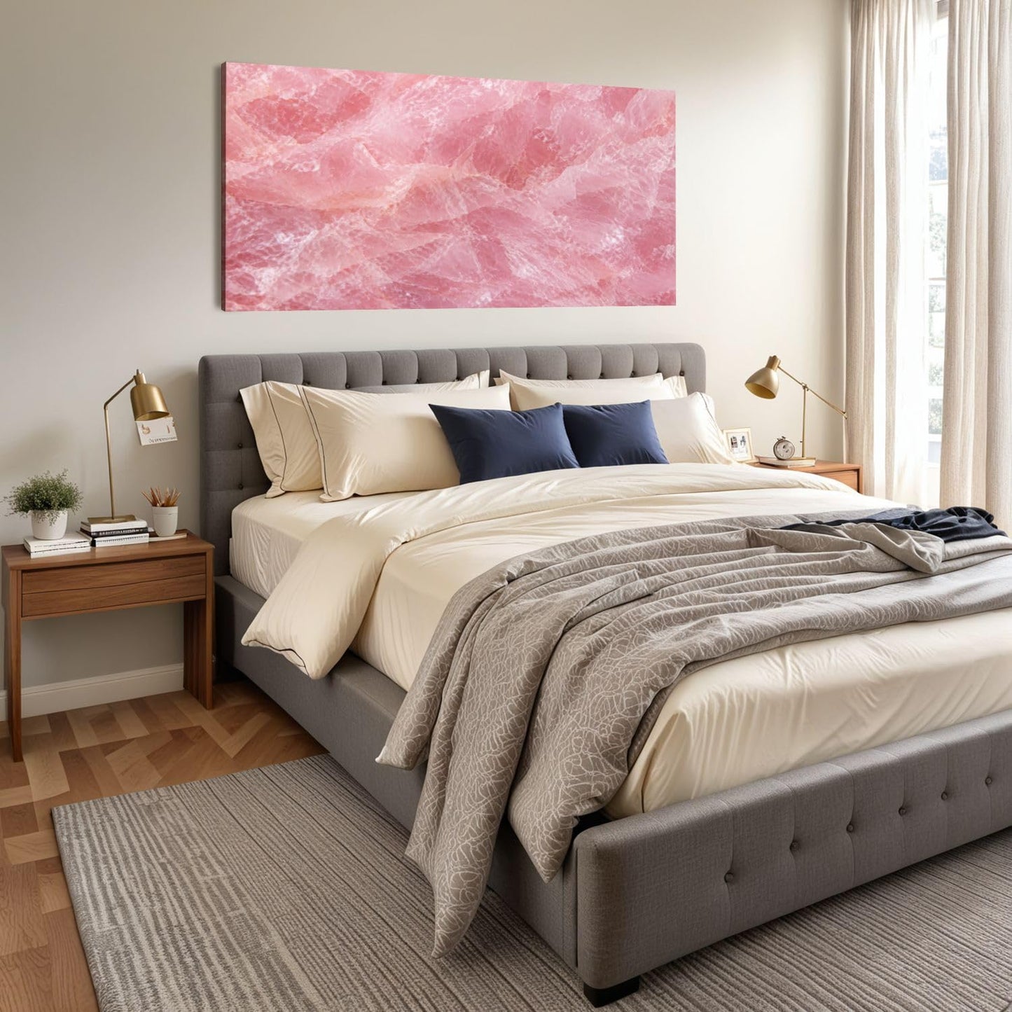 Canvas Wall Art Prints Himalayan pink salt rock from whole solid crystal block Large Framed Artwork Wall Paintings Pictures Posters 20"x40" Home Decor for Living Room Office Bedroom