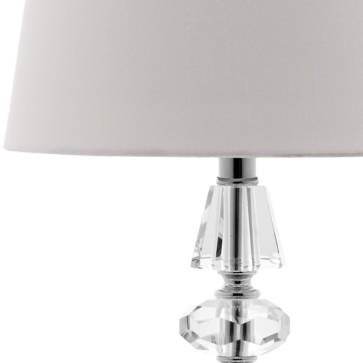 SAFAVIEH Lighting Collection Nola Modern Glam Stacked Crystal Ball/ Off-White Shade 16-inch Bedroom Living Room Home Office Desk Nightstand Table Lamp (LED Bulbs Included)