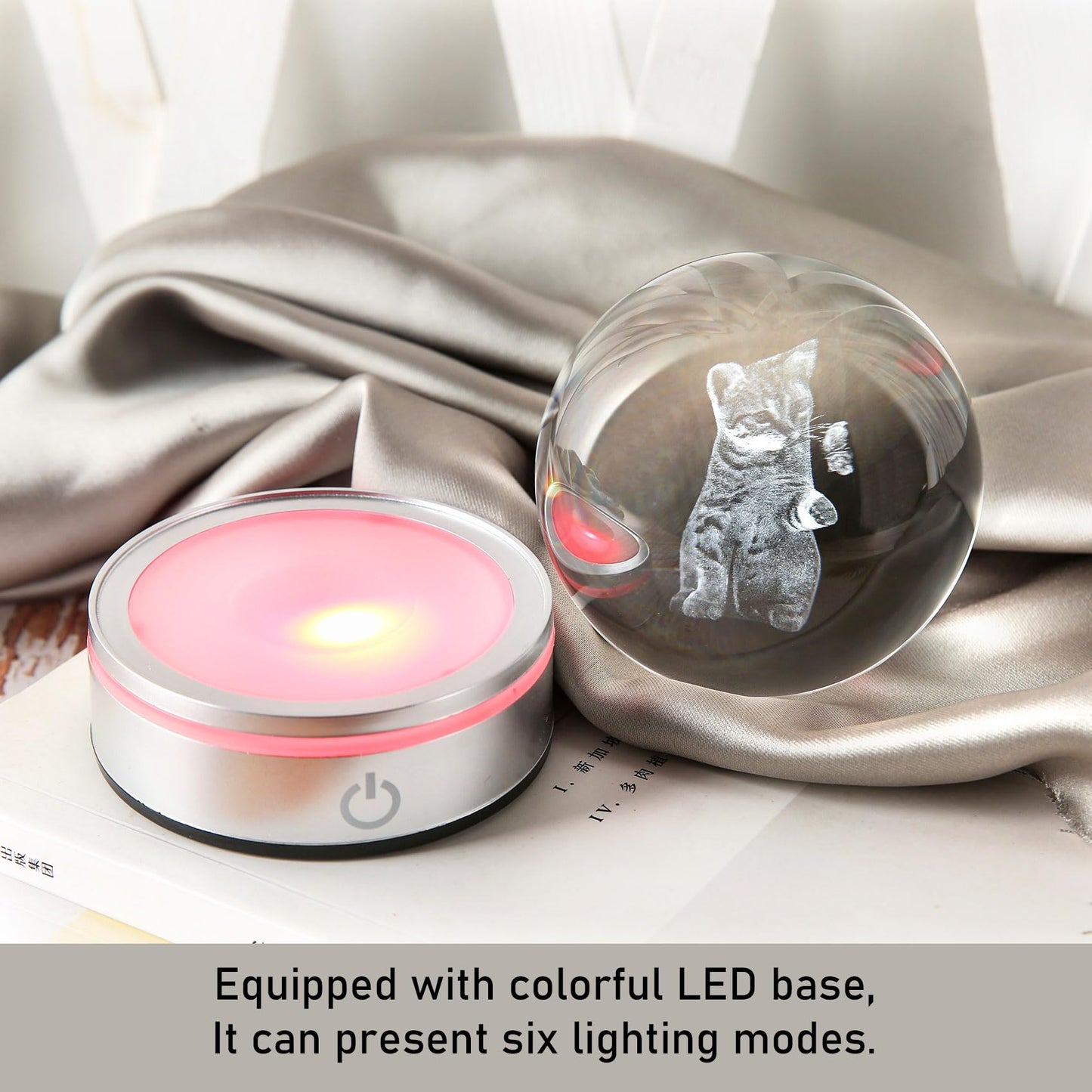 Goutangen 3D Cat Lover Gifts for Women Crystal Ball Cat Figurine with Lamp for Home Decor Snow Globes Cat Theme Gifts for Cat Lovers Girls on Christmas Birthday Anniversary