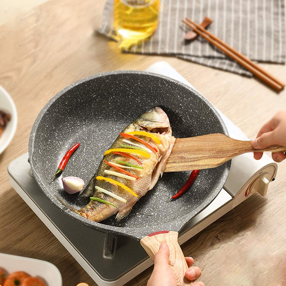 AOOSY Spurtle Set - Wooden Spatulas for Sourdough, Cast Iron & Non-Stick Cookware (Set of 2)