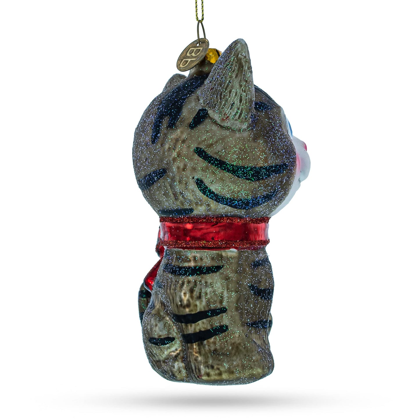 Blue-Eyed Cat Glass Christmas Ornament