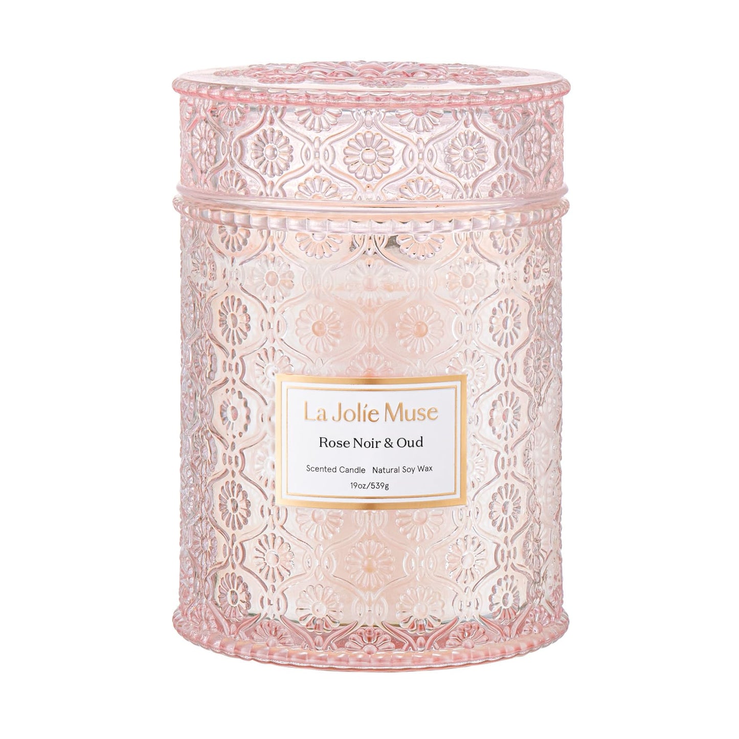 LA JOLIE MUSE Rose Noir & Oud Scented Candles for Home, 19 oz Natural Soy