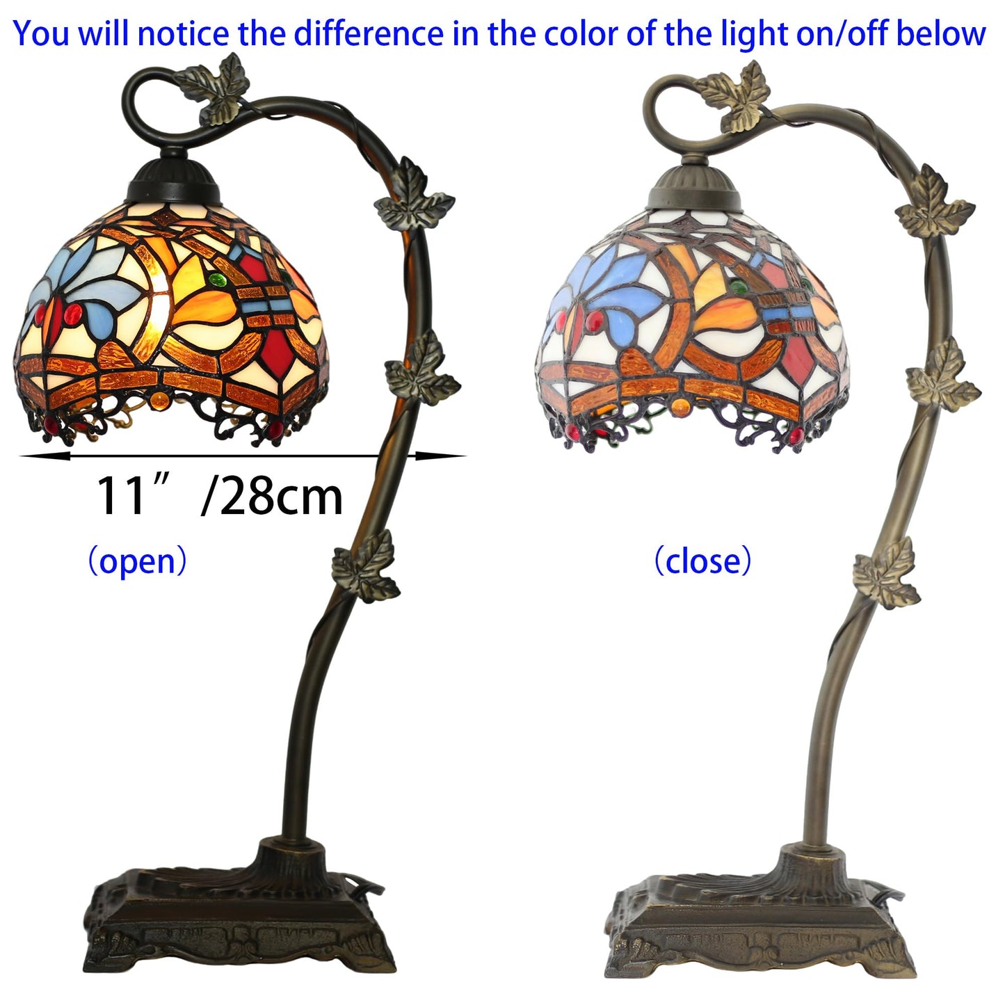 Tasklum Tiffany Style Table Lamp 8" Stained Glass Office Reading Lamp