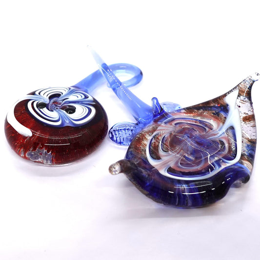 Sansukjai 2 Manta Ray Fish Miniature Figurines Animals Hand Blown Glass Art Collectible Gift Decorate