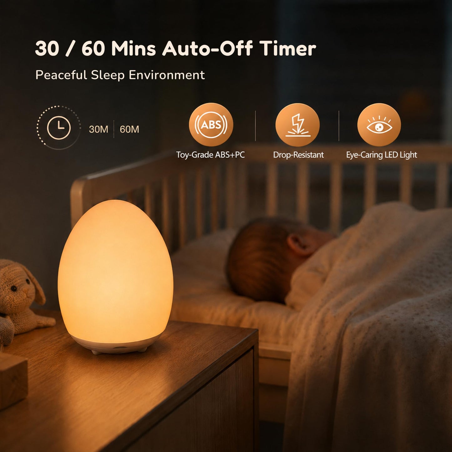 Aurviv Egg Night Light for Kids, Soft Silicone Baby Egg Light for Nursery