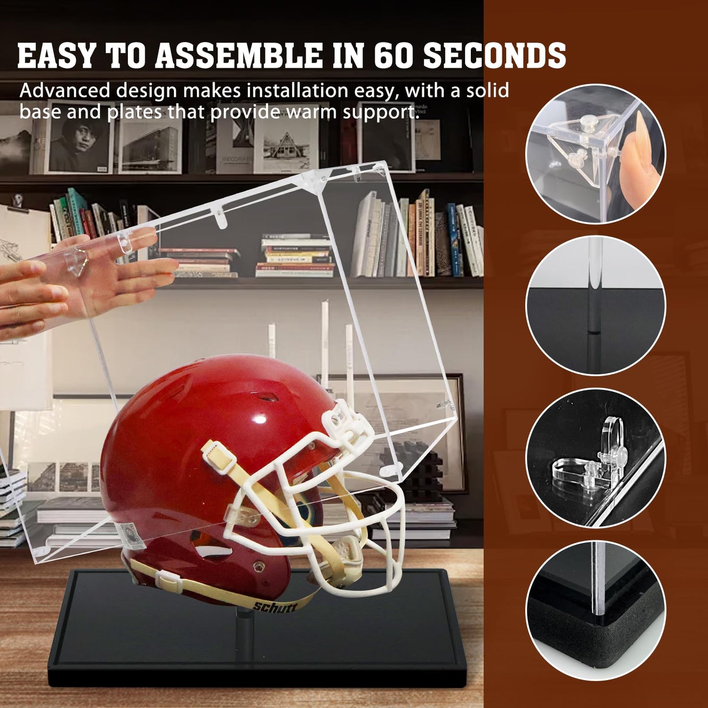 Football Helmet Display Case, Clear Acyrlc Helmet Case Display Case Full Size, UV Protection Case for Football Baseball Motorcycle Helmet, Sports Memorabilia Showcase