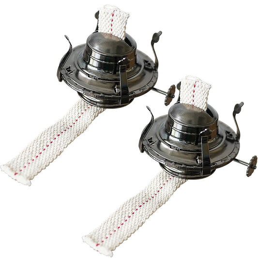 GXFCCYXT 2 Pieces Oil Lamp Burner #2 Size Grayish Black Plated Oil Lamp Replacement Kerosene Lamp Parts Fits Hurricane Antique Vintage Oil Lamps for a 3 Inch Base Chimney