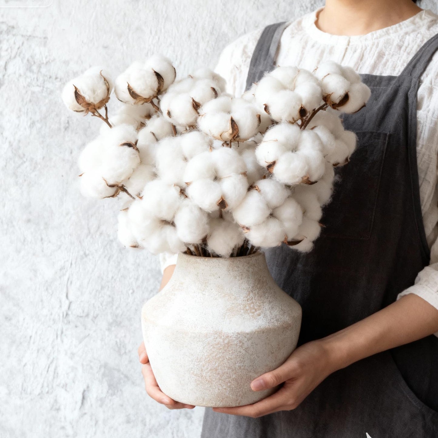 Ceramic Flower Vase 5.2 Inch - Farmhouse Centerpiece Vase for Home Decor, Rustic Table Vase for Dried Flowers, Handcrafted Pottery for Living Room, Shelf & Wedding Decor