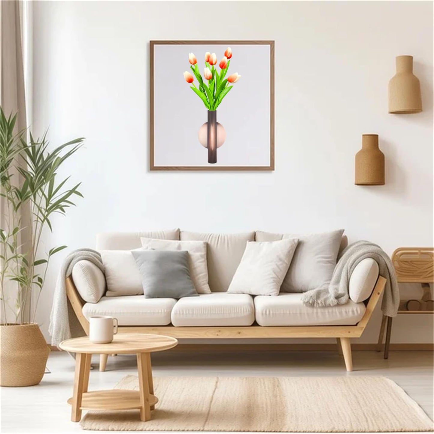Gold Wall Decor, Plant Wall Vase Metal Tube Decoration Holder Used to Display Dried Flowers, Fake Flowers, Also Suitable for Gravestone Memorial Decoration (2 Pcs Red Bronze)