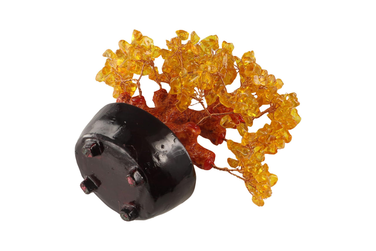 Feng Shui Natural Yellow Quartz Crystal Money Tree Tabletop Decor Statue Bonsai Feng Shui Gem Decoration for Wealth and Luck