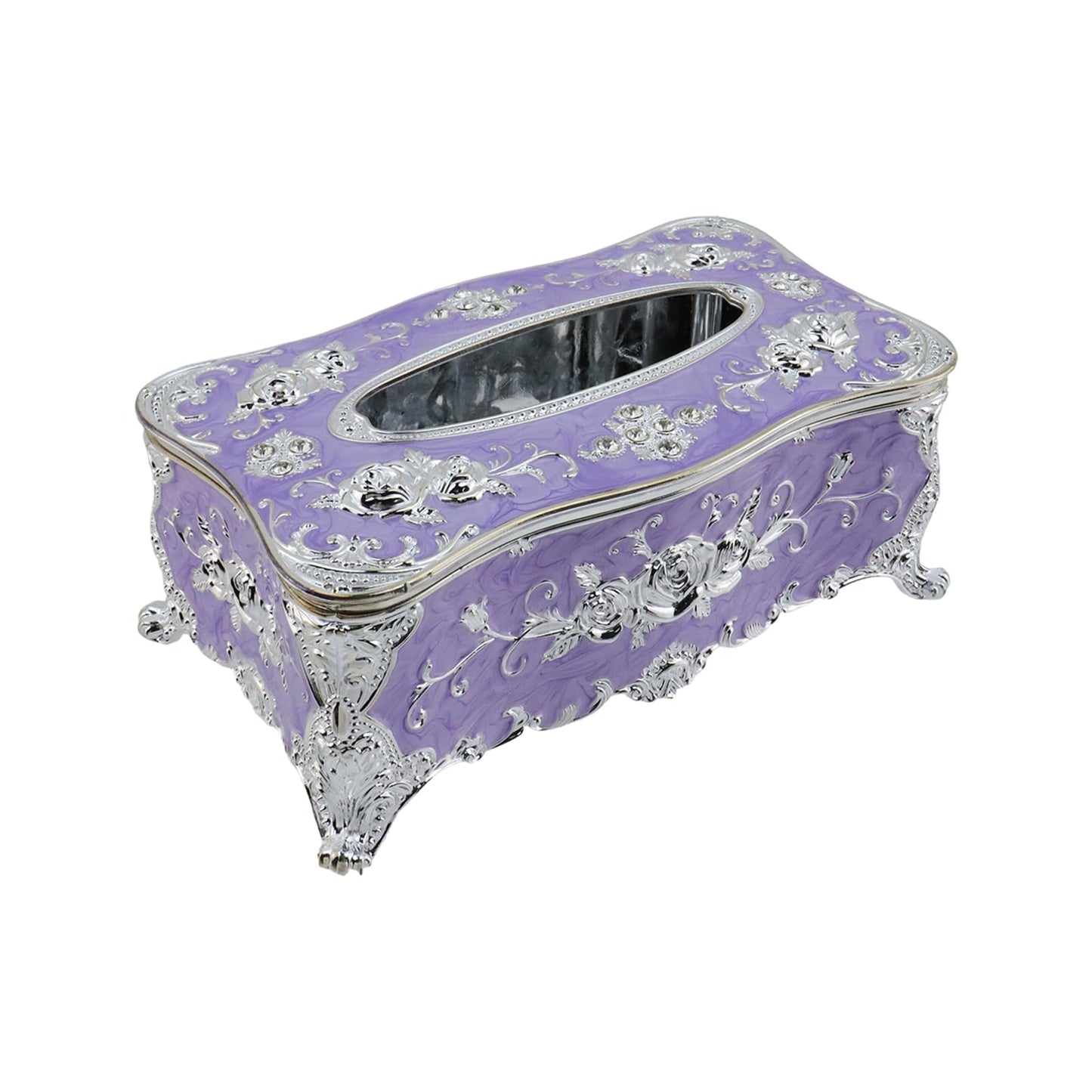 HEVSTIL Rose Tissue Box Holder –Purple Stylish Black Bling Acrylic Tissue Cover | Decorative Tissue Box for Bathroom, Bedroom & Office